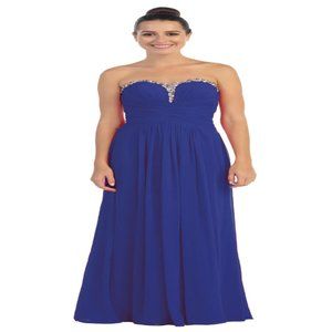Starbox USA 548 Studded Sweetheart Neck Long A-Line Strapless Gown (ROYAL)